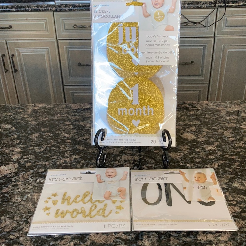 MOMENTA BABY ASSORTMENT OF IROM ART AND GLITTER REUSABLE STICKERS LOT OF 3 NWT